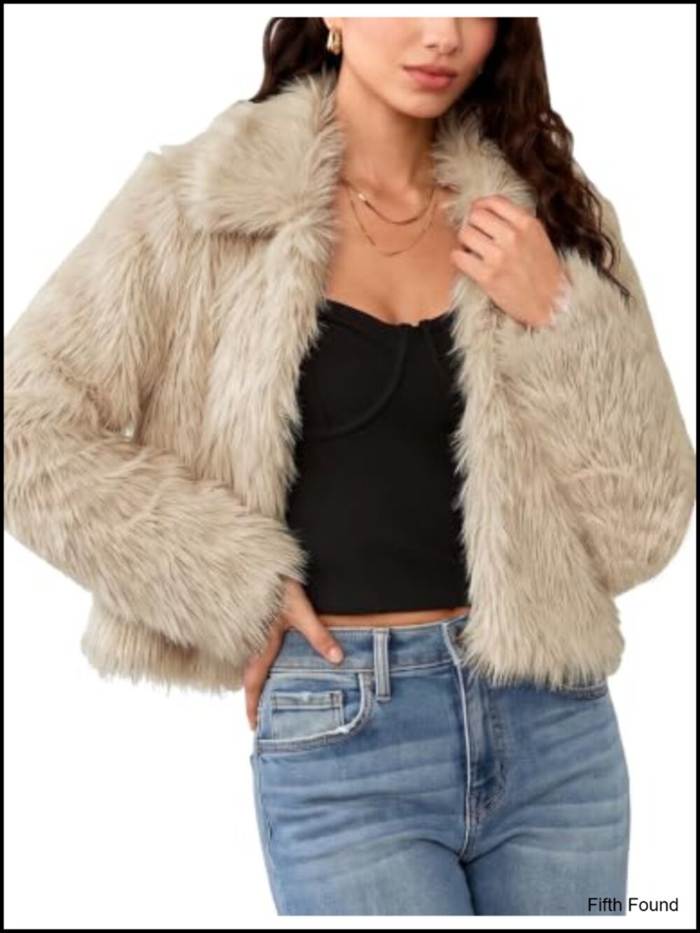 Faux Fur Jacket Womens Cropped Shaggy Coat Fall Winter Outerwear